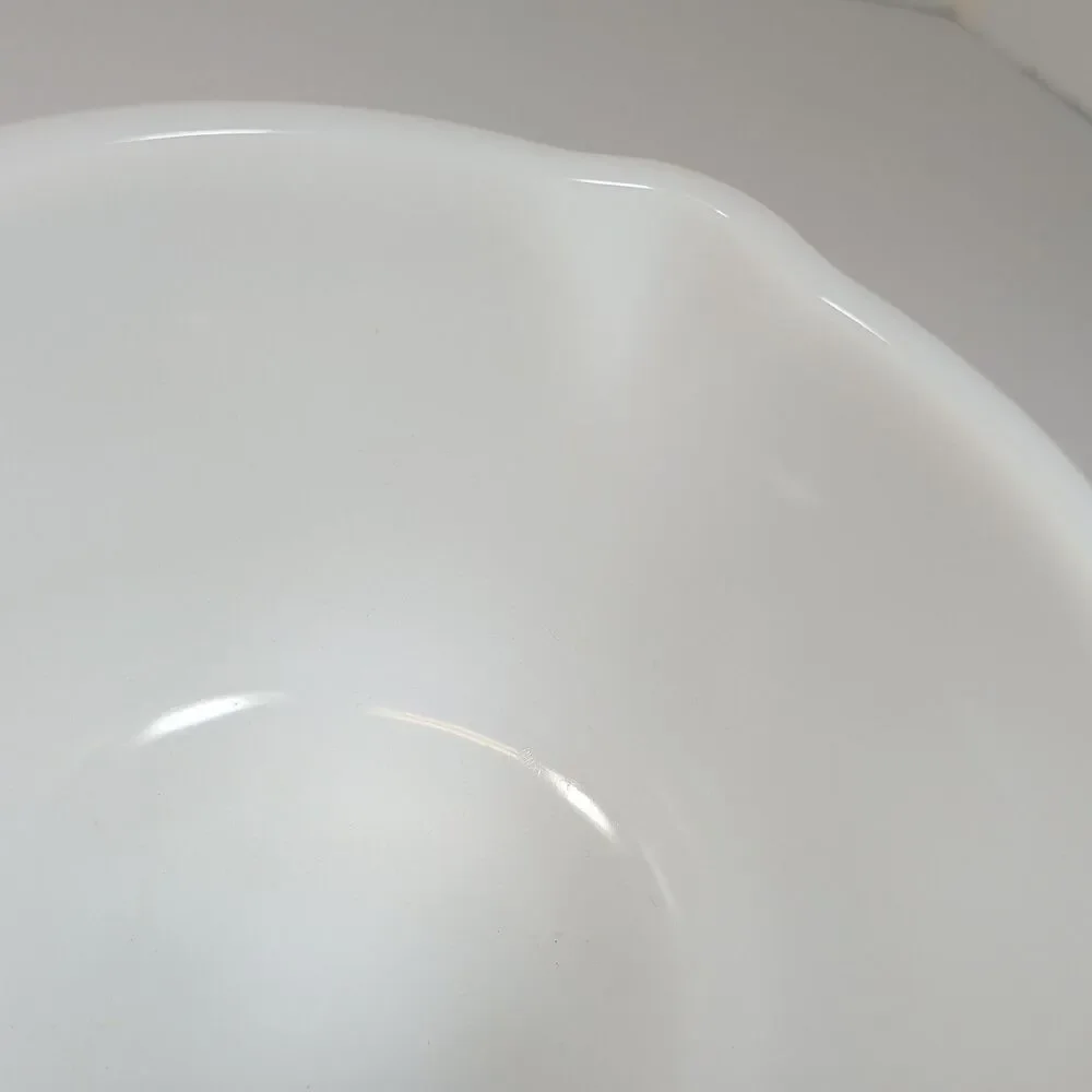 Glasbake Sunbeam Small Milk Glass Mixing Bowl with Pour Spout Made in USA #16